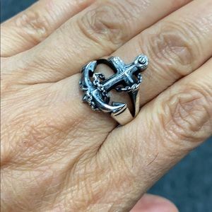 Sterling silver Cross Anchor men’s Ring